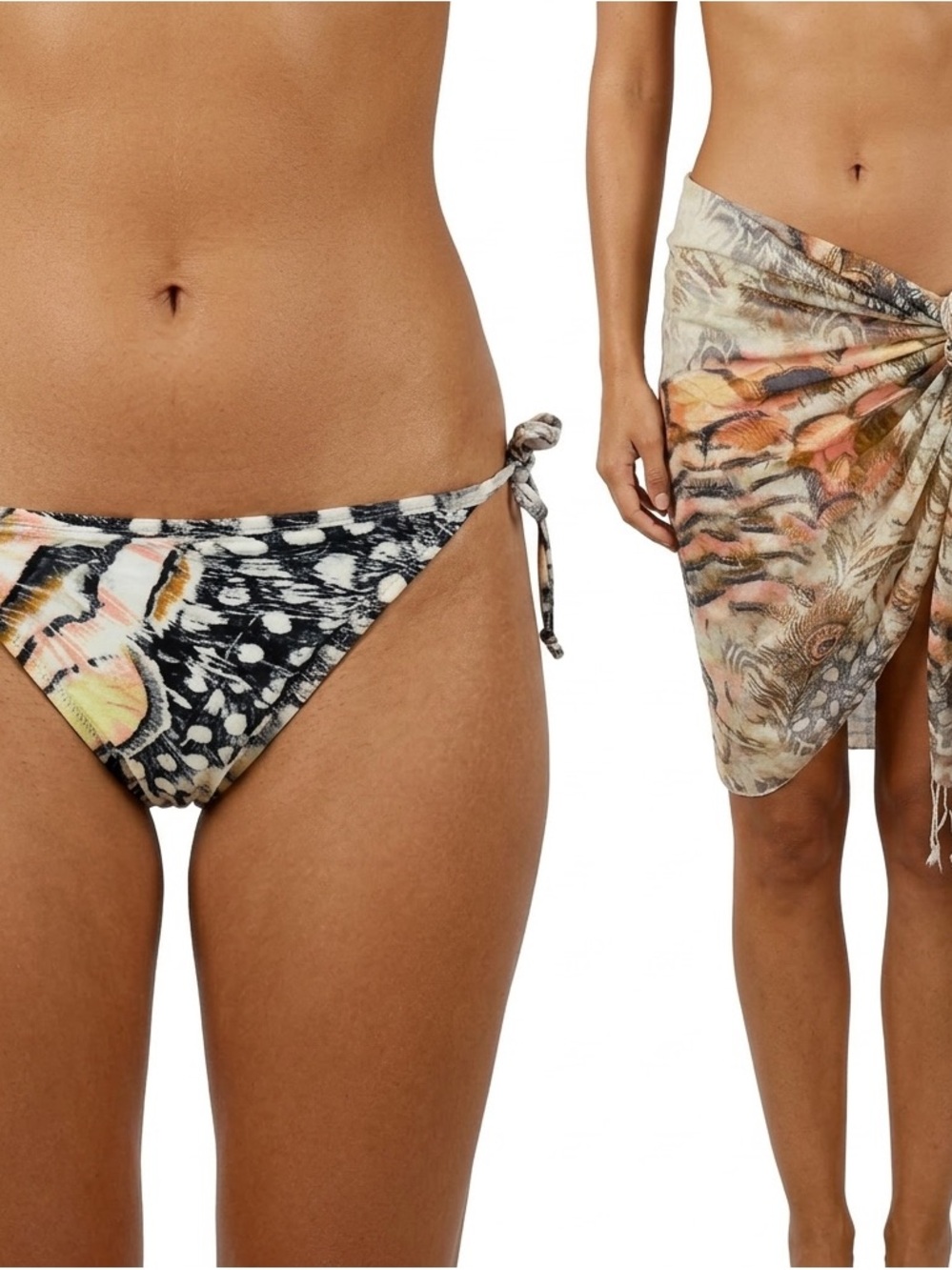 Ultra Rare Archival Roberto Cavalli 2004 Animal Print Bikini Bottom & Sarong S